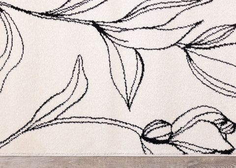 Safi Cream Grey Flower Rug by Kalora Interiors