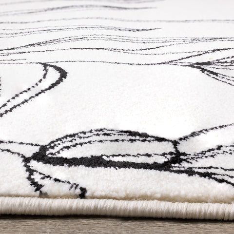 Safi Cream Grey Flower Rug by Kalora Interiors