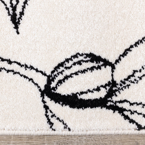 Safi Cream Grey Flower Rug by Kalora Interiors