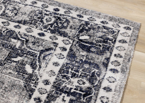 Sara Grey Black Elaborate Edging Rug by Kalora Interiors