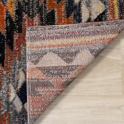Sara Black Orange Bright Southwest Rug by Kalora Interiors