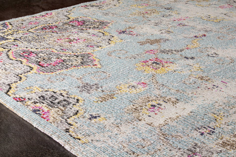 Sara B564_0848 Yellow Bulb Oriental Style Distressed Area Rug by Kalora Interiors
