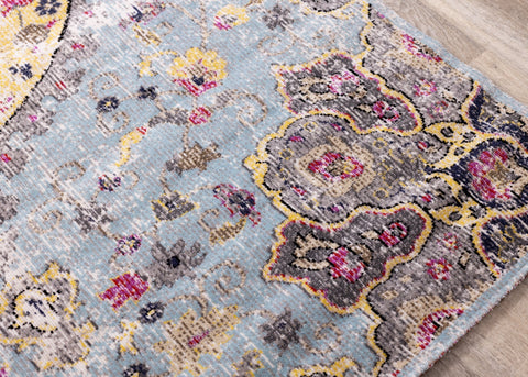 Sara Blue Yellow Jewel Centre Rug by Kalora Interiors