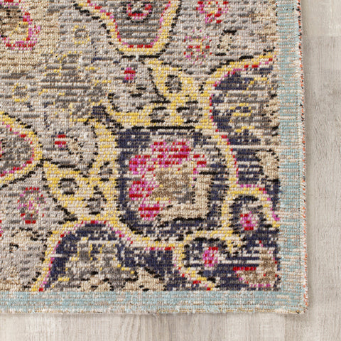 Sara B564_0848 Yellow Bulb Oriental Style Distressed Area Rug by Kalora Interiors