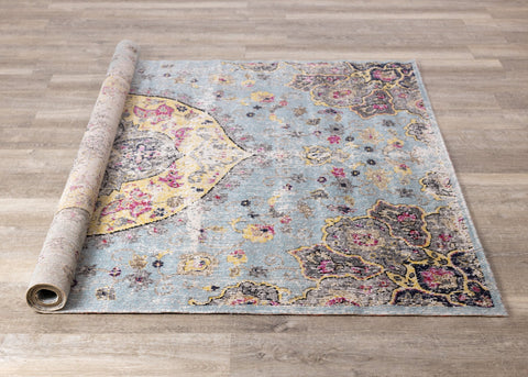 Sara Blue Yellow Jewel Centre Rug by Kalora Interiors