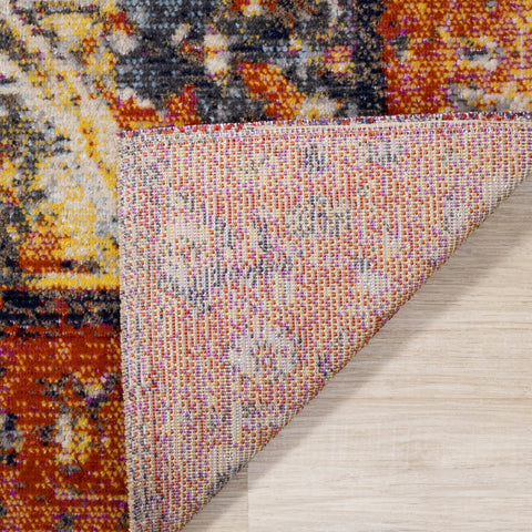 Sara Black Orange Ornate Border Rug by Kalora Interiors