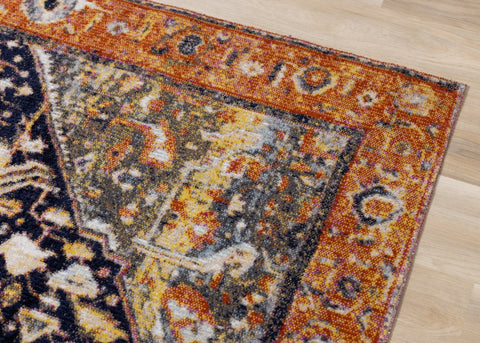 Sara Black Orange Ornate Border Rug by Kalora Interiors