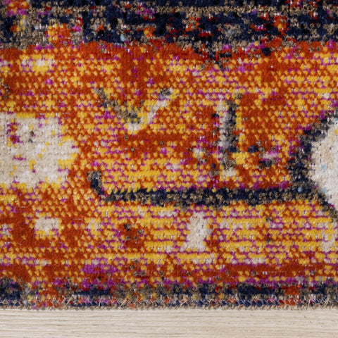 Sara Black Orange Ornate Border Rug by Kalora Interiors