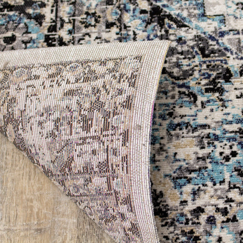 Sara Grey Blue Faded Border Rug By Kalora Interiors