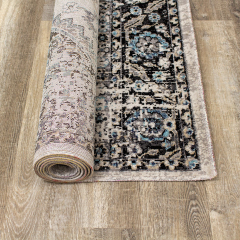 Sara Grey Blue Faded Border Rug By Kalora Interiors