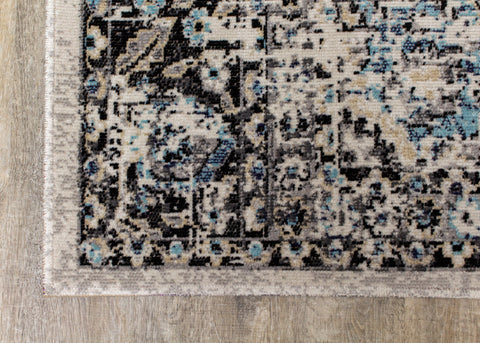 Sara Grey Blue Faded Border Rug By Kalora Interiors