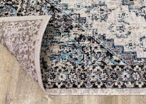 Sara Grey Blue Faded Border Rug By Kalora Interiors