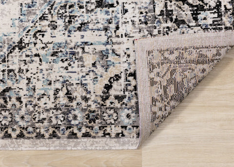 Sara Grey Blue Faded Border Rug by Kalora Interiors