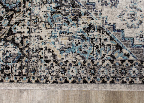 Sara Grey Blue Faded Border Rug By Kalora Interiors
