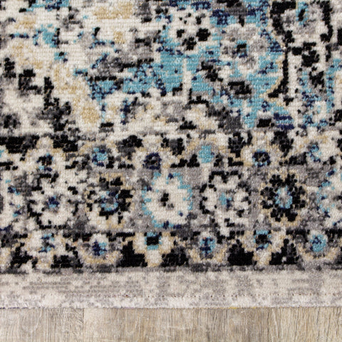 Sara Grey Blue Faded Border Rug By Kalora Interiors