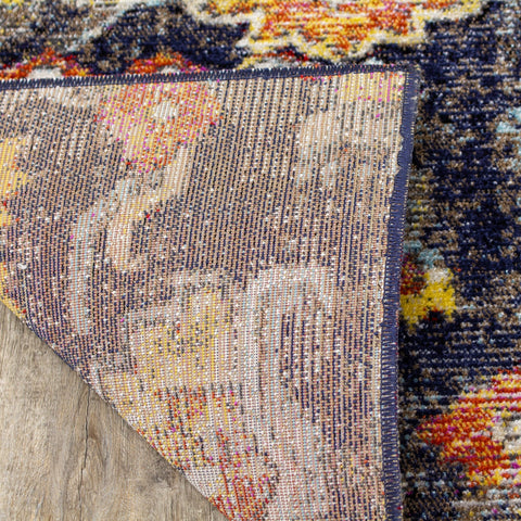 Sara Grey Blue Yellow Ornamental Rug by Kalora Interiors