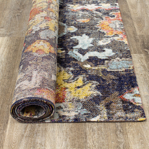 Sara Grey Blue Yellow Ornamental Rug by Kalora Interiors