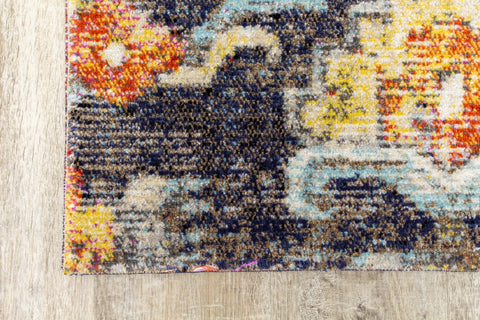 Sara Grey Blue Yellow Ornamental Rug by Kalora Interiors