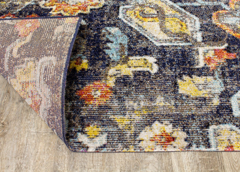 Sara Grey Blue Yellow Ornamental Rug by Kalora Interiors