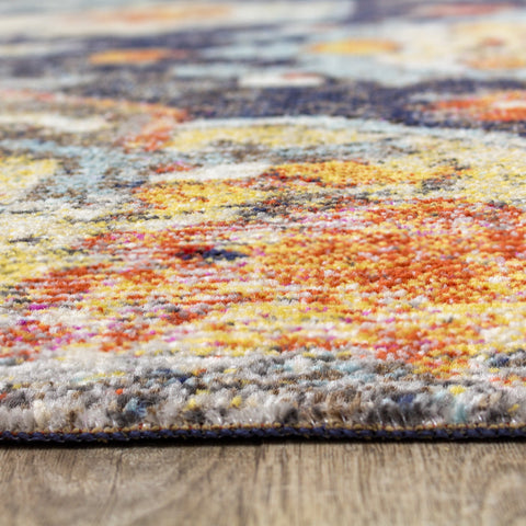 Sara Grey Blue Yellow Ornamental Rug by Kalora Interiors