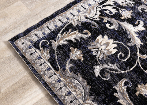 Sara Black Grey Elegant Traditional Rug by Kalora Interiors