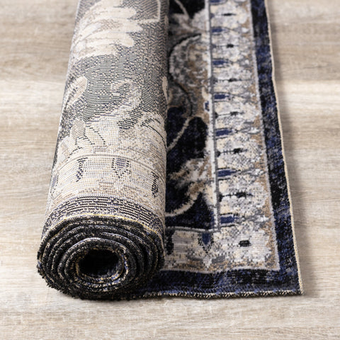 Sara Black Grey Elegant Traditional Rug by Kalora Interiors