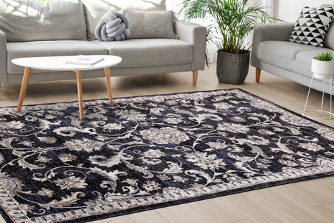 Sara Black Grey Elegant Traditional Rug by Kalora Interiors