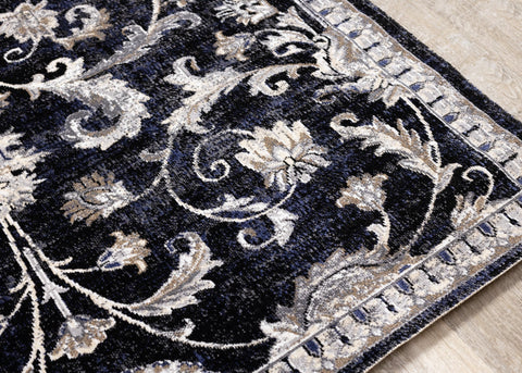 Sara Black Grey Elegant Traditional Rug by Kalora Interiors
