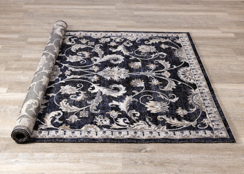Sara Black Grey Elegant Traditional Rug by Kalora Interiors
