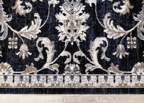 Sara Black Grey Elegant Traditional Rug by Kalora Interiors