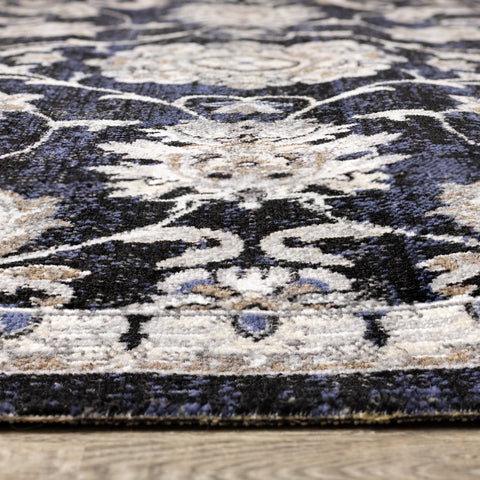 Sara Black Grey Elegant Traditional Rug by Kalora Interiors