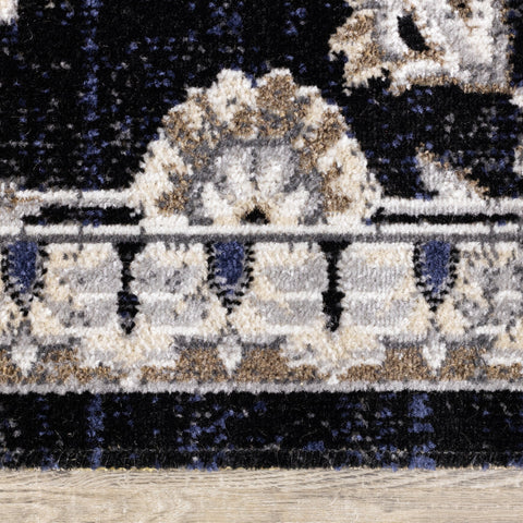 Sara Black Grey Elegant Traditional Rug by Kalora Interiors