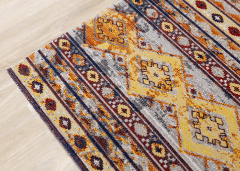 Sara Red Orange Yellow Southwestern Stripe Rug by Kalora Interiors