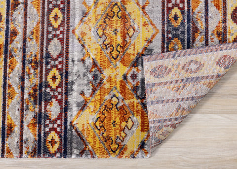 Sara Red Orange Yellow Southwestern Stripe Rug by Kalora Interiors