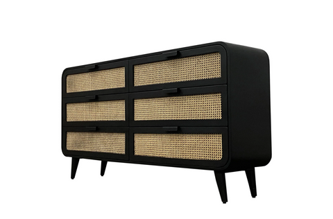 Cane Oval 6 Drawer Dresser by LH Imports