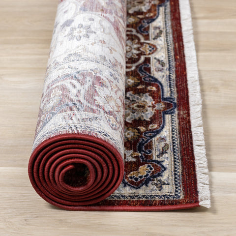 Serene Red Cream Classic Border Rug by Kalora Interiors
