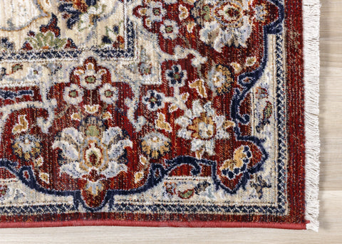 Serene Red Cream Classic Border Rug by Kalora Interiors