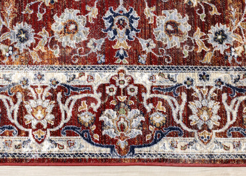 Serene Red Cream Classic Border Rug by Kalora Interiors