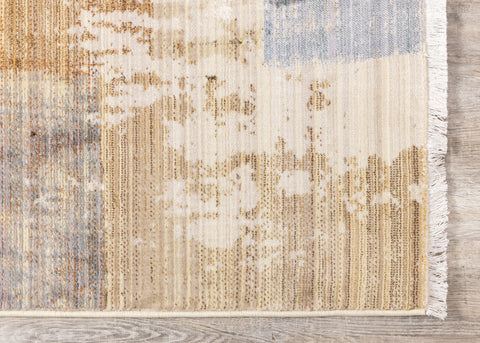 Serene Beige Orange Blue Cream Patchwork Quilt Design Rug by Kalora Interiors