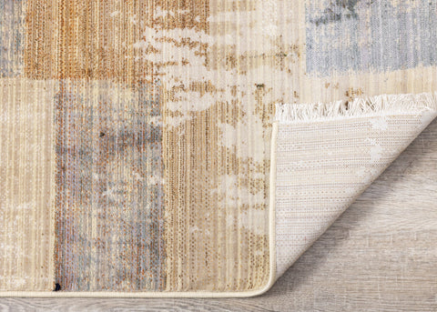 Serene Beige Orange Blue Cream Patchwork Quilt Design Rug by Kalora Interiors