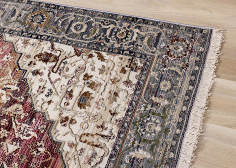 Serene Pink Cream Blue Elaborate Border Rug by Kalora Interiors