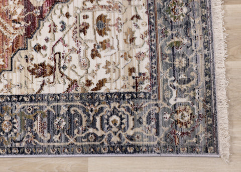 Serene Pink Cream Blue Elaborate Border Rug by Kalora Interiors