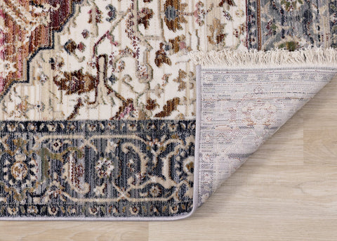 Serene Pink Cream Blue Elaborate Border Rug by Kalora Interiors