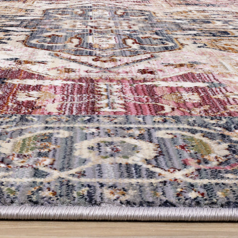 Serene Pink Cream Blue Elaborate Border Rug by Kalora Interiors