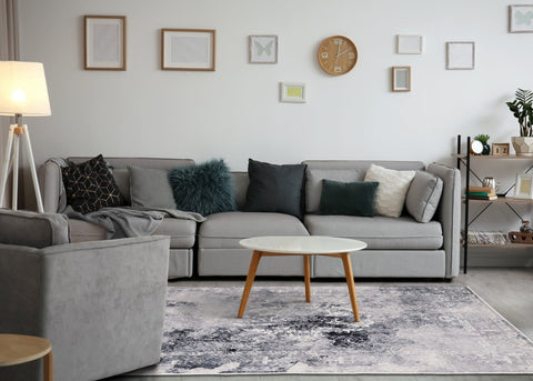 Sidra Blue Grey Chic Transitional Soft Touch Rug by Kalora Interiors