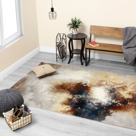 Sidra B859_2424 Cream Foggy Wisps Area Rug by Kalora Interiors