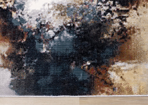 Sidra Cream Orange Foggy Wisps Soft Touch Rug by Kalora Interiors