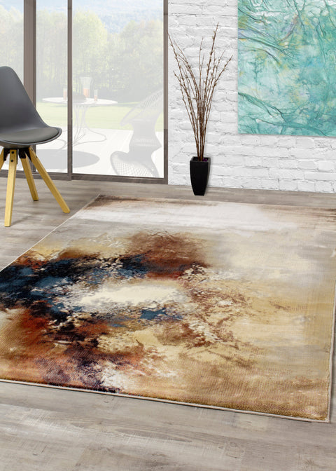 Sidra B859_2424 Cream Foggy Wisps Area Rug by Kalora Interiors