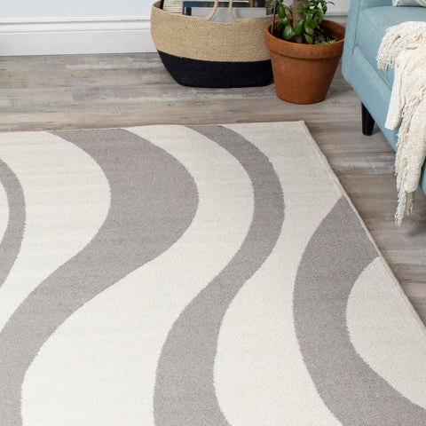 Siecle 16103_19 Cream Grey Swaying Area Rug by Novelle Home