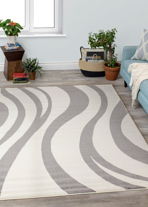 Siecle 16103_19 Cream Grey Swaying Area Rug by Novelle Home